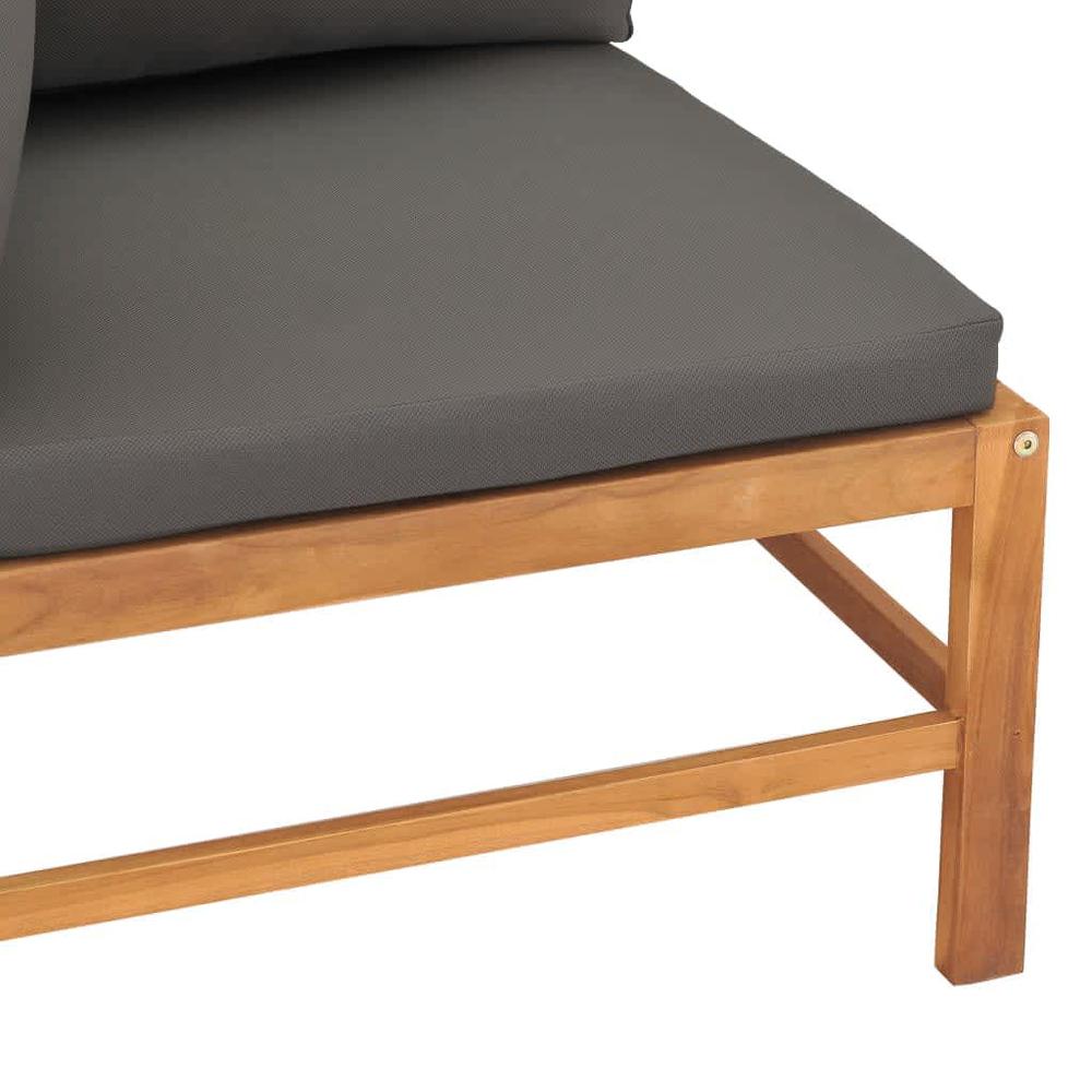 vidaXL Corner Sofas 2 pcs with Dark Gray Cushions Solid Teak Wood. Picture 5