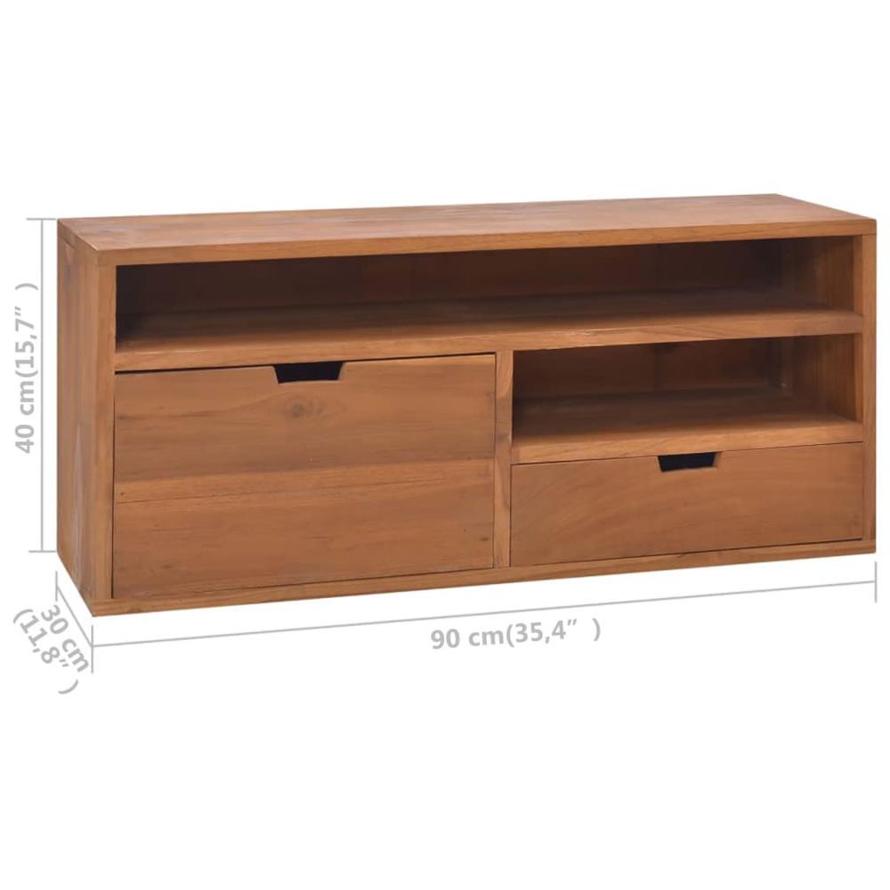 vidaXL TV Cabinet 35.4"x11.8"x15.7" Solid Teak Wood. Picture 8