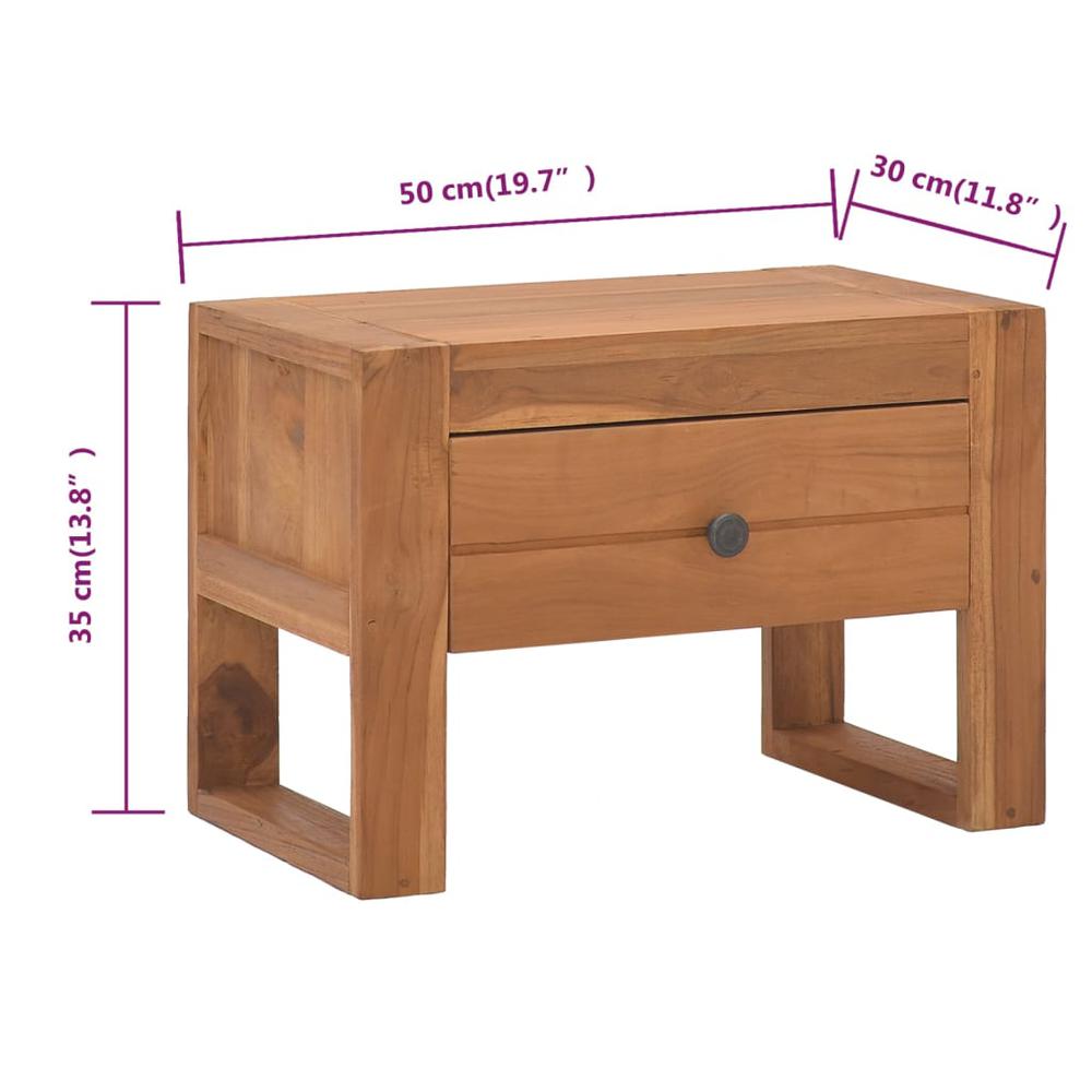 vidaXL Bedside Cabinet 19.7"x11.8"x13.8" Solid Teak Wood. Picture 9