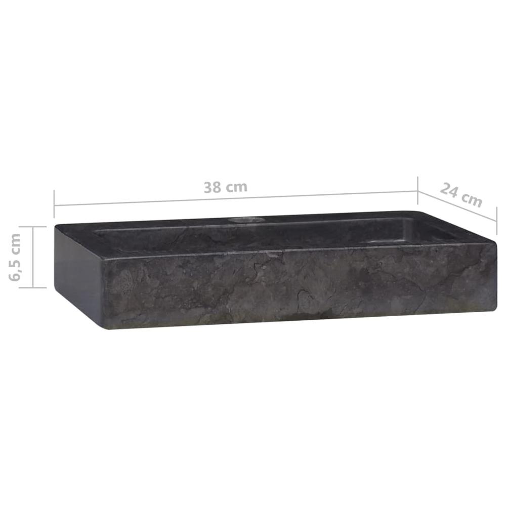 Wall-mounted Sink Black 15"x9.4"x2.6" Marble. Picture 8