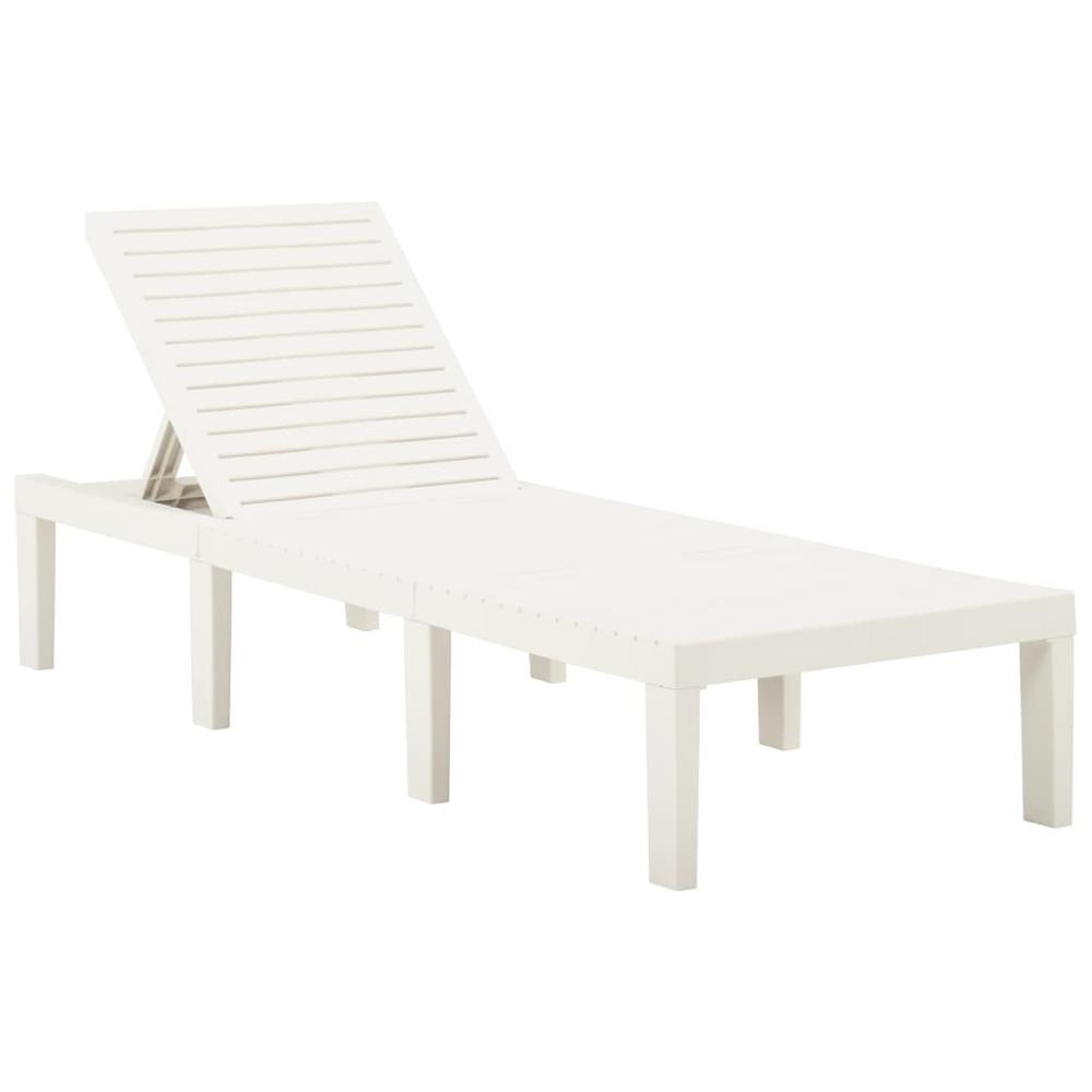 vidaXL Sun Lounger with Cushion Plastic White. Picture 5