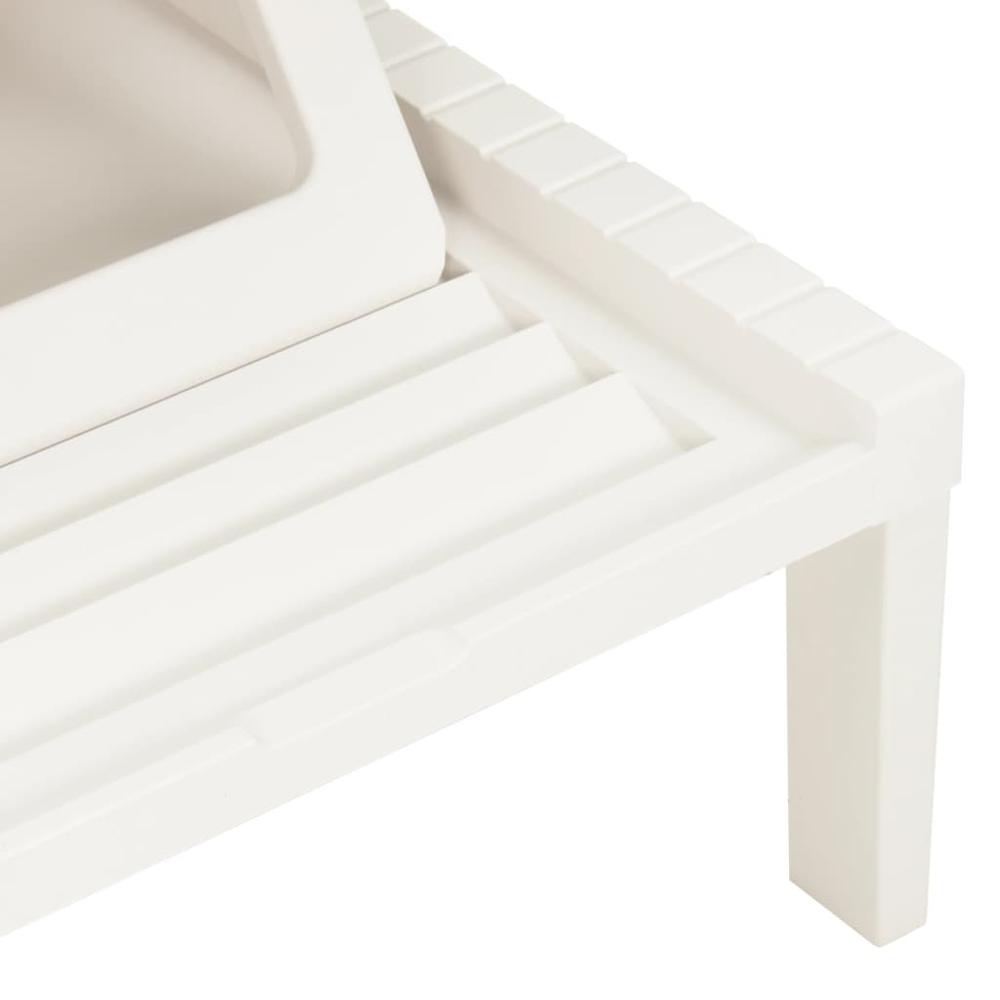vidaXL Sun Lounger with Cushion Plastic White. Picture 7