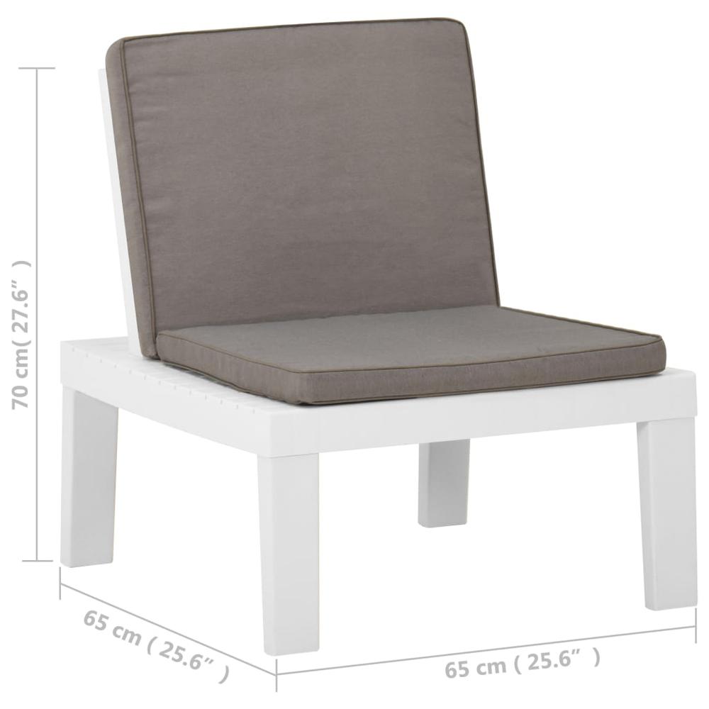 vidaXL Patio Lounge Chair with Cushion Plastic White. Picture 6