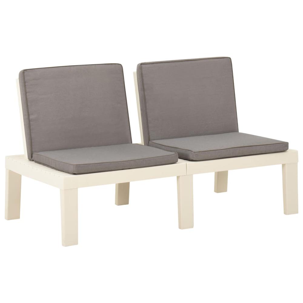 vidaXL 2 Piece Garden Lounge Set with Cushions Plastic White 5852. Picture 8