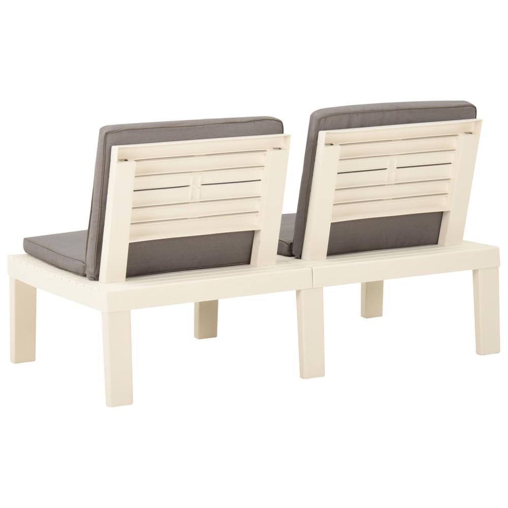 vidaXL 2 Piece Garden Lounge Set with Cushions Plastic White 5852. Picture 11