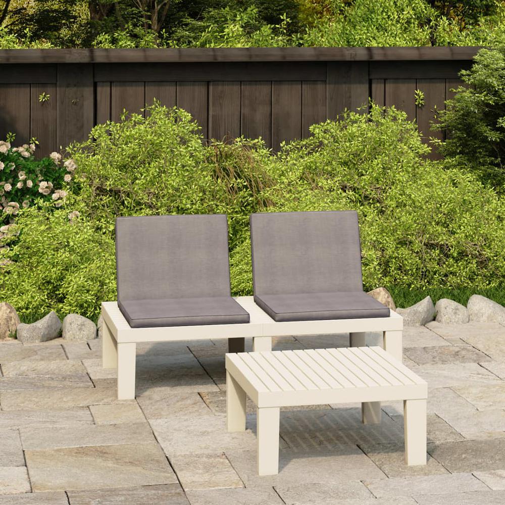 vidaXL 2 Piece Garden Lounge Set with Cushions Plastic White 5852. Picture 1