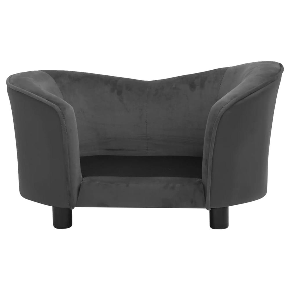 vidaXL Dog Sofa Dark Gray 27.2"x19.3"x15.7" Plush and Faux Leather. Picture 6