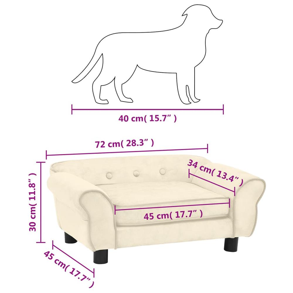 Dog Sofa Cream 28.3"x17.7"x11.8" Plush. Picture 8