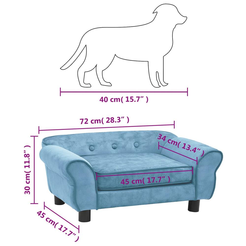 Dog Sofa Turquoise 28.3"x17.7"x11.8" Plush. Picture 8