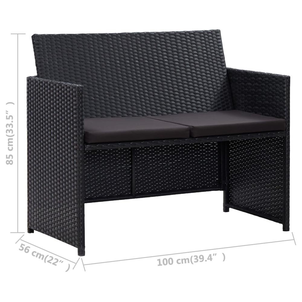 vidaXL 4 Piece Garden Lounge Set with Cushions Poly Rattan Black 5995. Picture 12