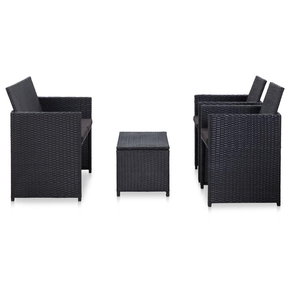 vidaXL 4 Piece Garden Lounge Set with Cushions Poly Rattan Black 5995. Picture 3