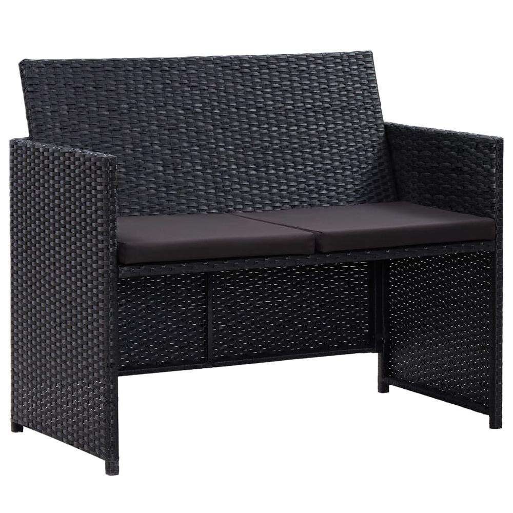 vidaXL 4 Piece Garden Lounge Set with Cushions Poly Rattan Black 5995. Picture 4