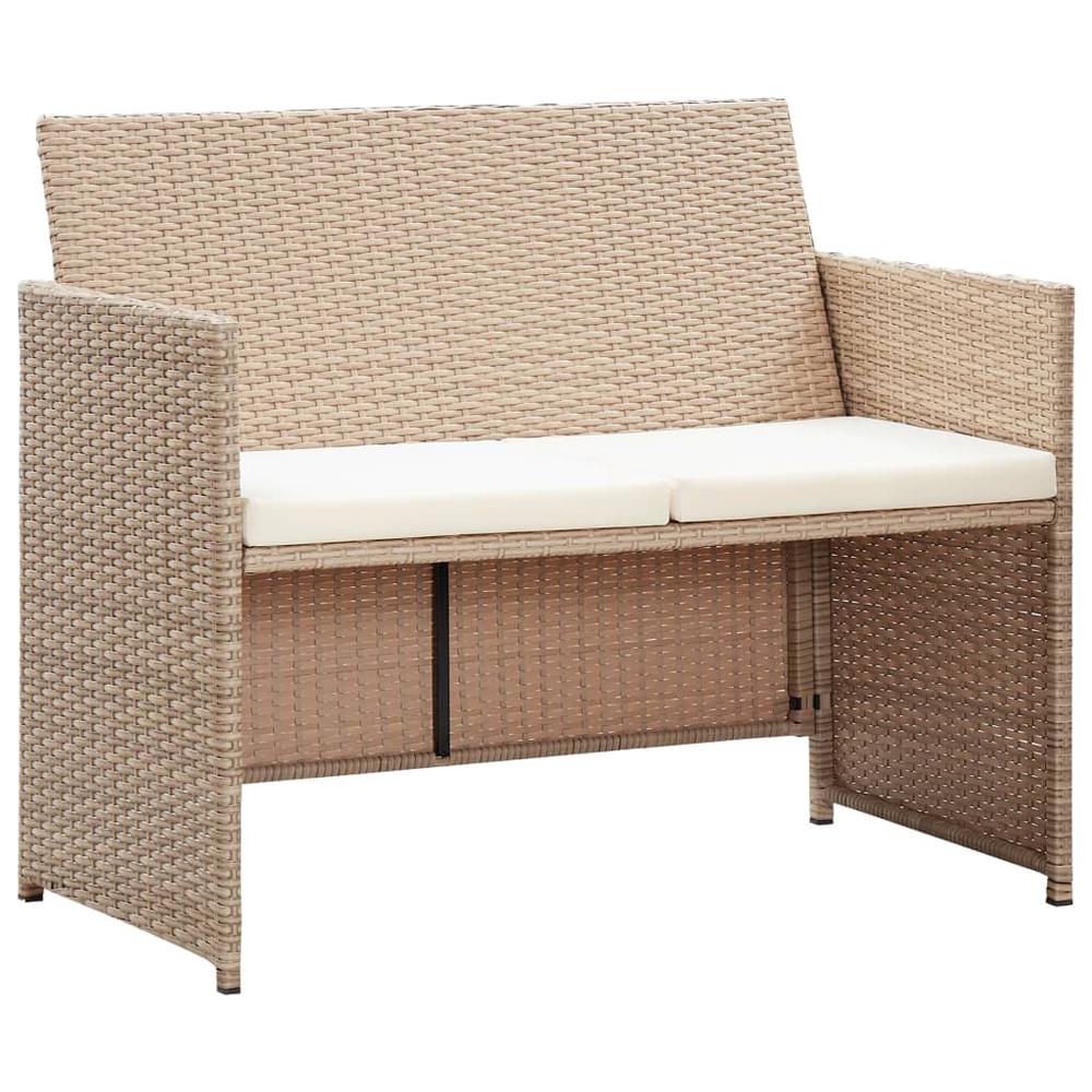 vidaXL 4 Piece Garden Lounge Set with Cushions Beige Poly Rattan 5996. Picture 4