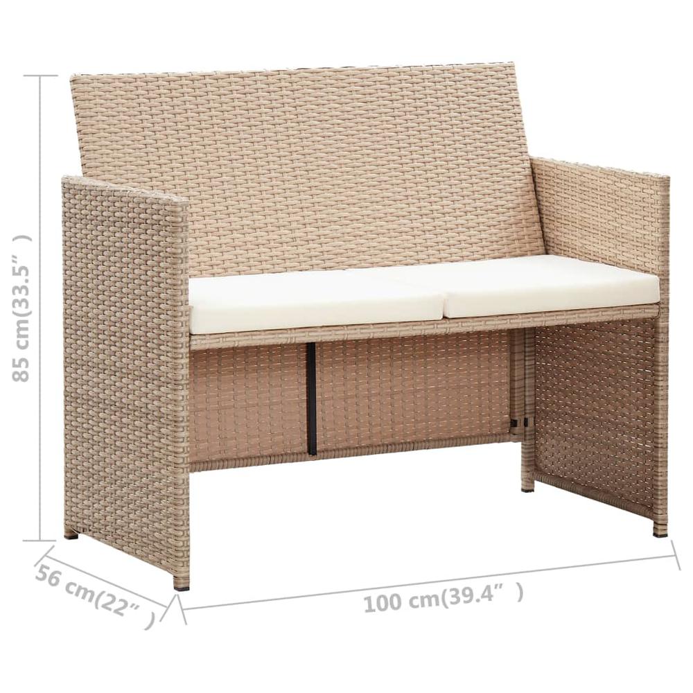vidaXL 4 Piece Garden Lounge Set with Cushions Beige Poly Rattan 5996. Picture 9