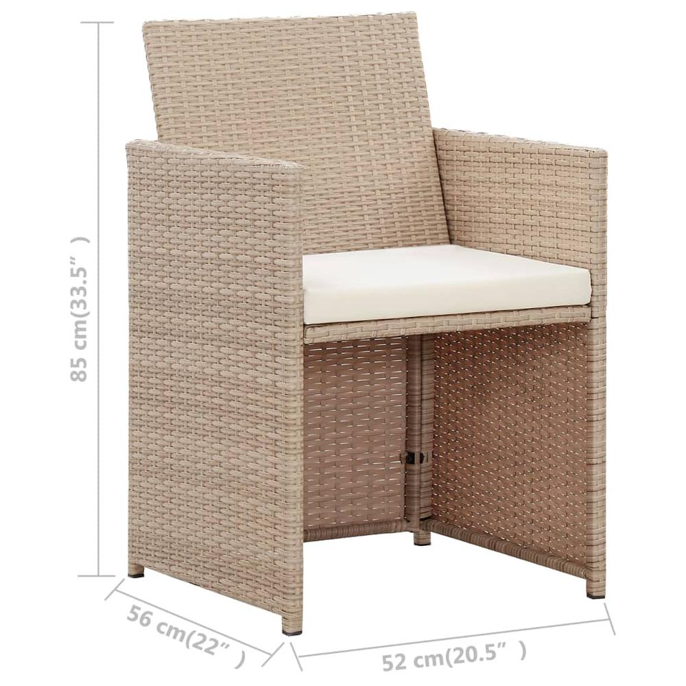 vidaXL 4 Piece Garden Lounge Set with Cushions Beige Poly Rattan 5996. Picture 10