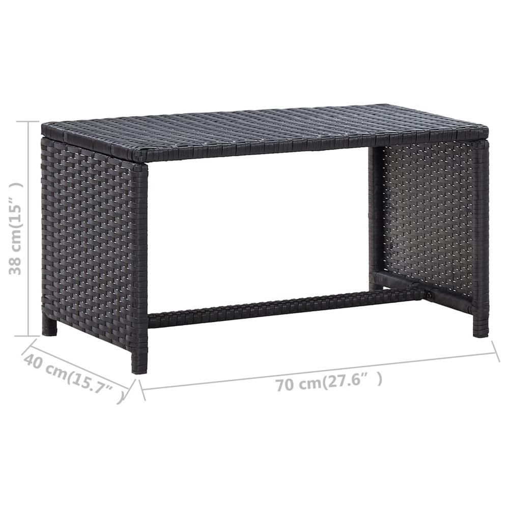 vidaXL Coffee Table Black 27.6"x15.7"x15" Poly Rattan 6001. Picture 6