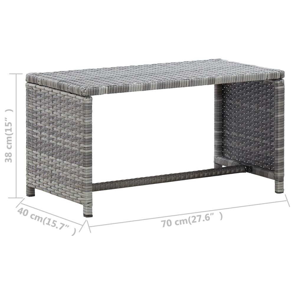 vidaXL Coffee Table Anthracite 27.6"x15.7"x15" Poly Rattan 6003. Picture 6