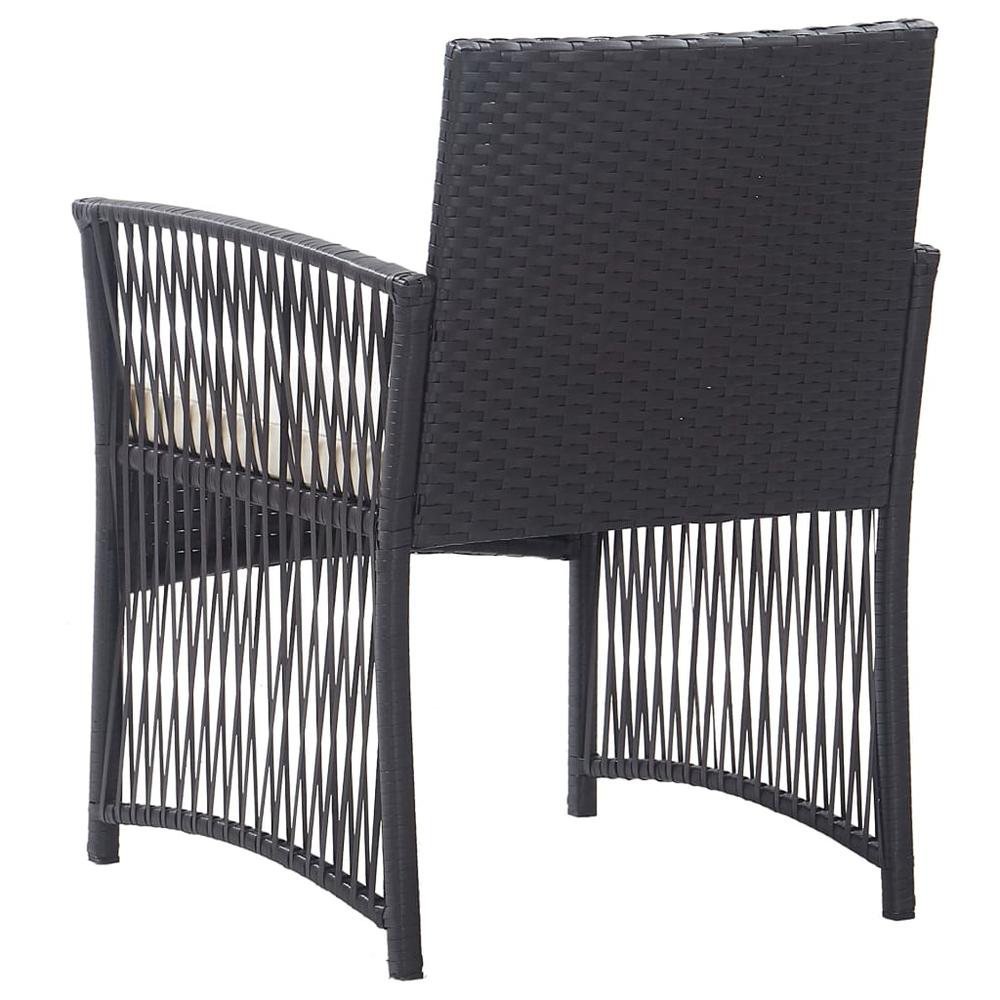 vidaXL Patio Armchairs with Cushions 2 pcs Black Poly Rattan. Picture 5