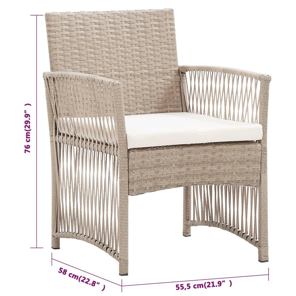 vidaXL Patio Armchairs with Cushions 2 pcs Beige Poly Rattan. Picture 8