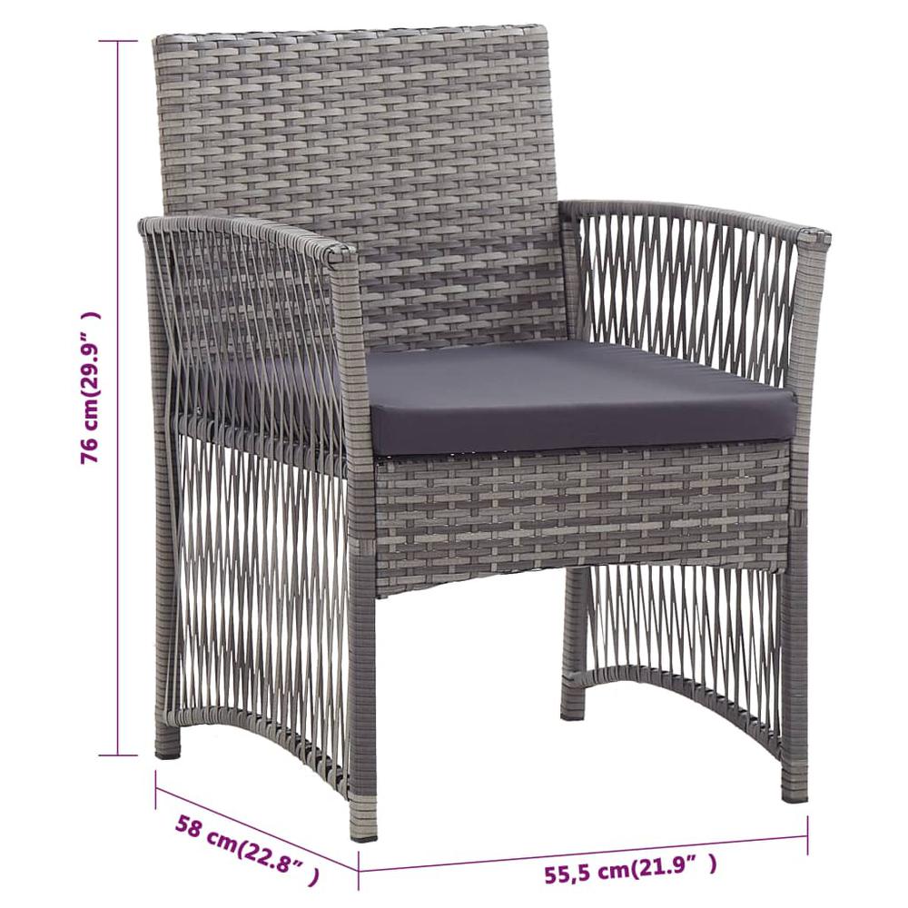 vidaXL Patio Armchairs with Cushions 2 pcs Anthracite Poly Rattan. Picture 8