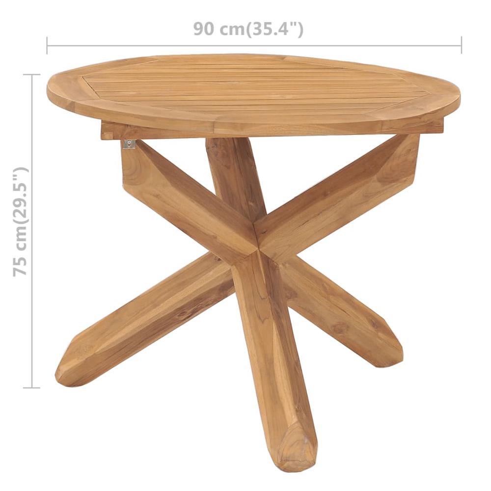 vidaXL Patio Dining Table Ã˜35.4"x29.5" Solid Teak Wood. Picture 6