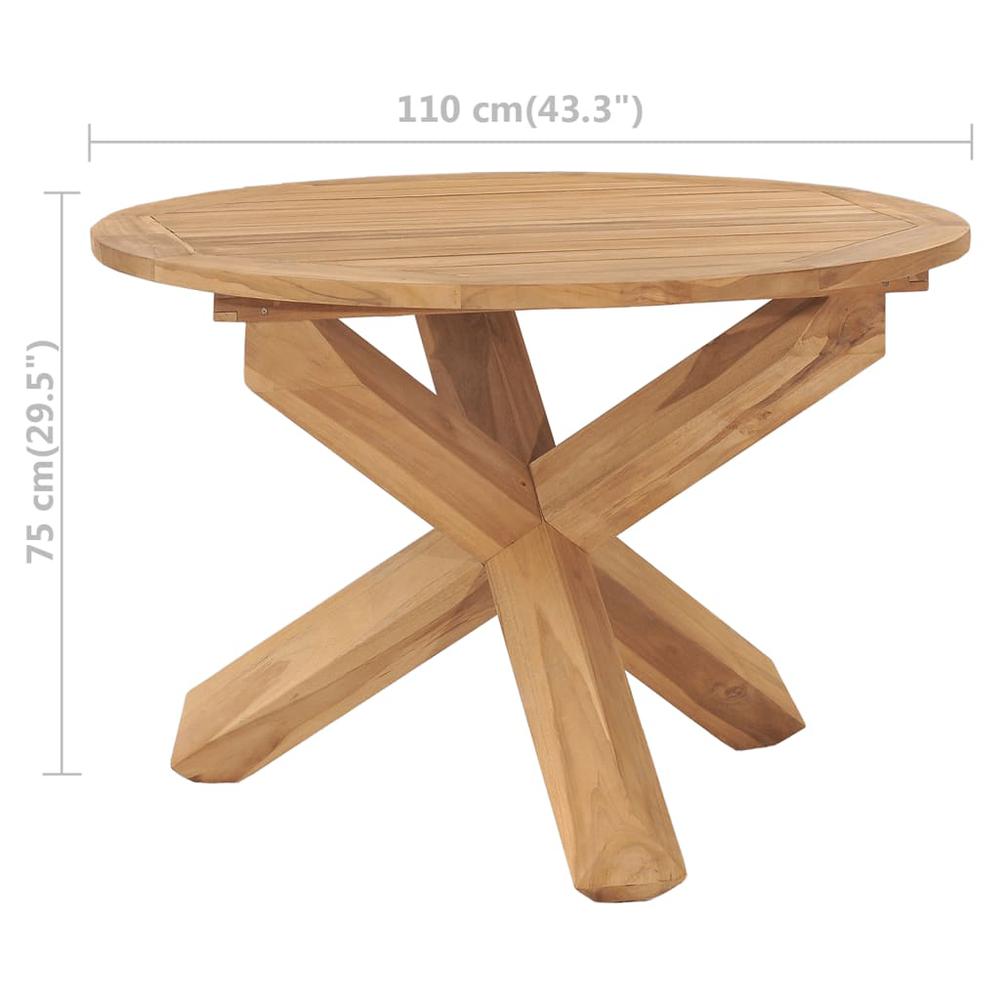 vidaXL Patio Dining Table Ã˜43.3"x29.5" Solid Teak Wood. Picture 6