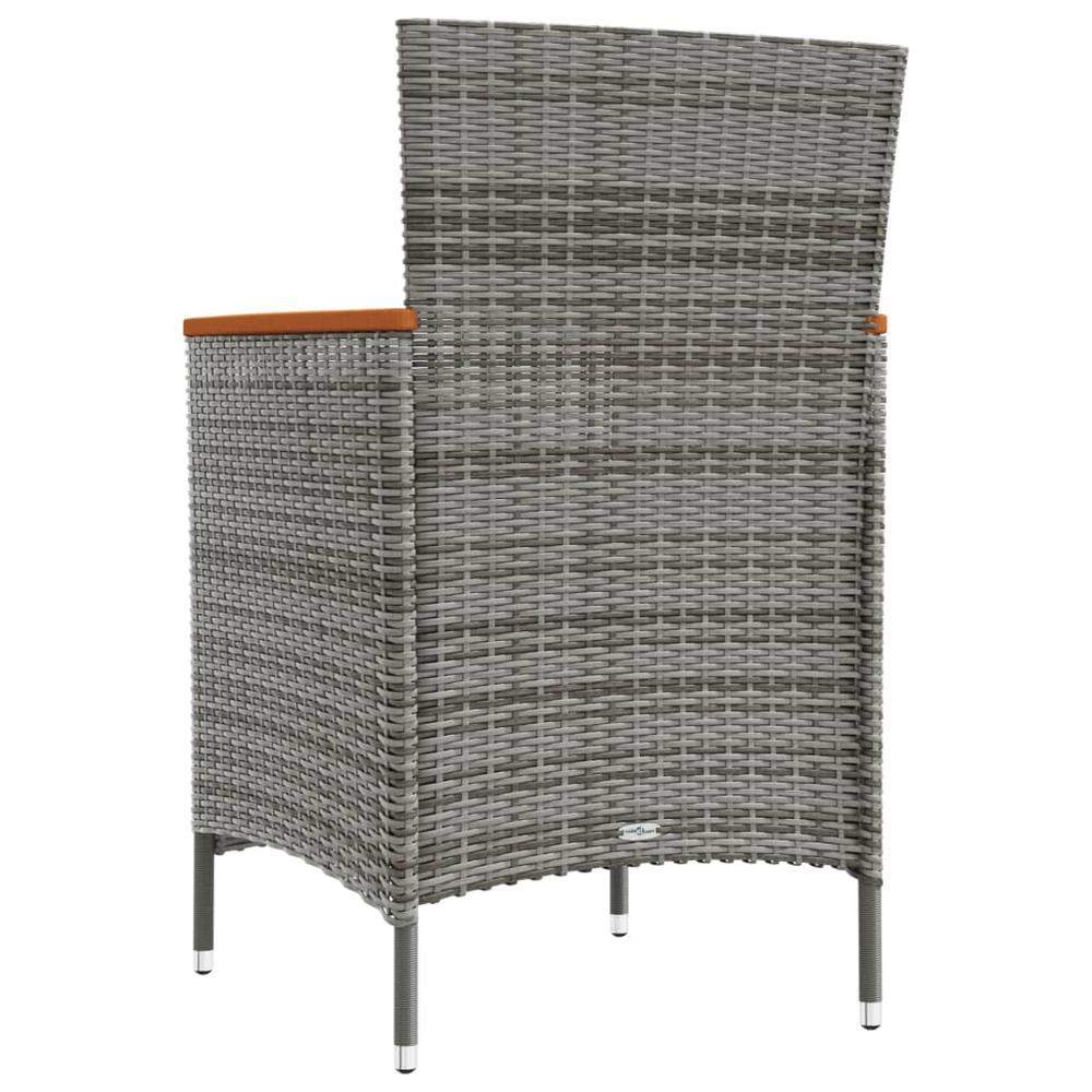 vidaXL Patio Dining Chairs 2 pcs Poly Rattan Gray. Picture 5