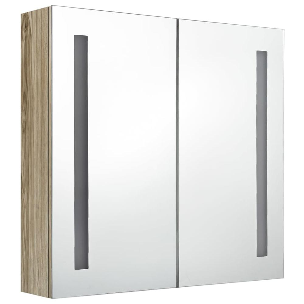 LED Bathroom Mirror Cabinet Oak 24.4"x5.5"x23.6". Picture 2
