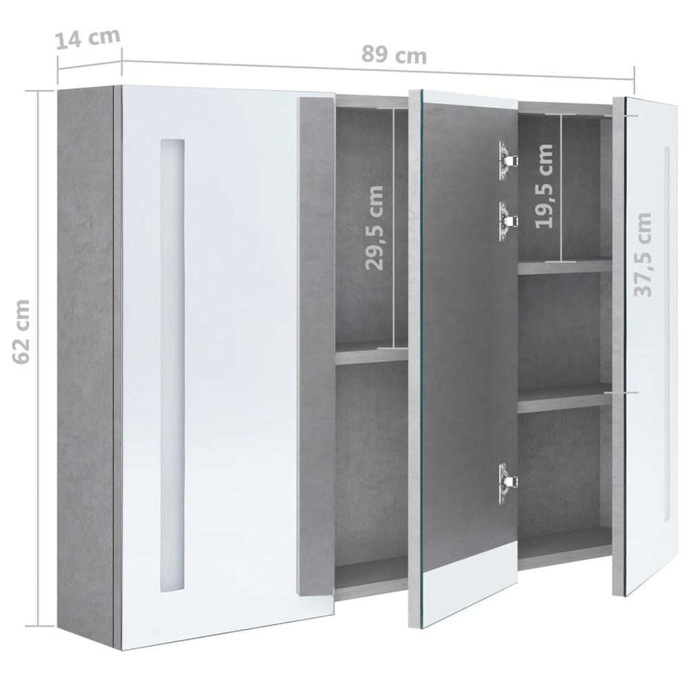 LED Bathroom Mirror Cabinet Concrete Gray 35"x5.5"x24.4". Picture 7