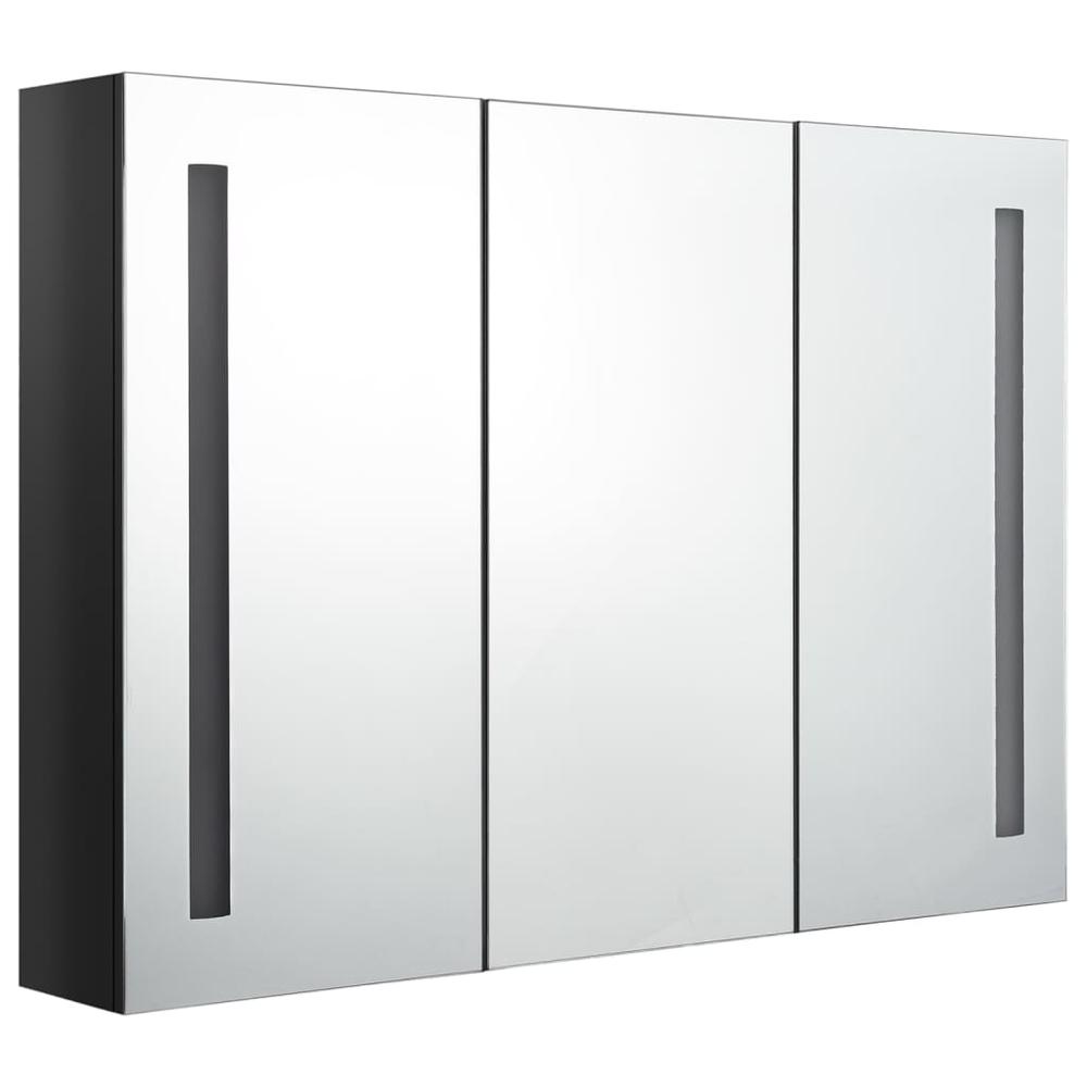 LED Bathroom Mirror Cabinet 35"x5.5"x24.4" Shining Black. Picture 1