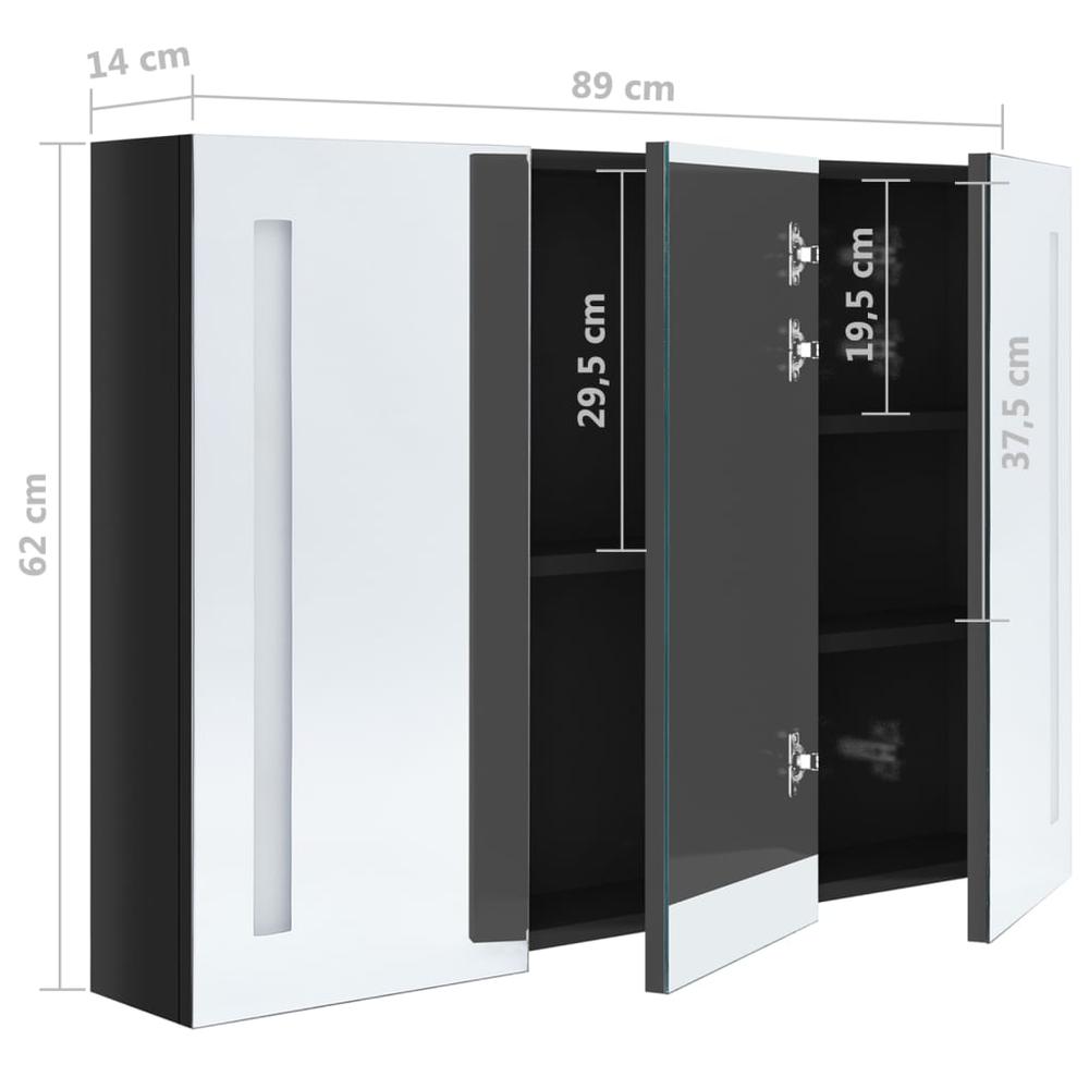 LED Bathroom Mirror Cabinet 35"x5.5"x24.4" Shining Black. Picture 7