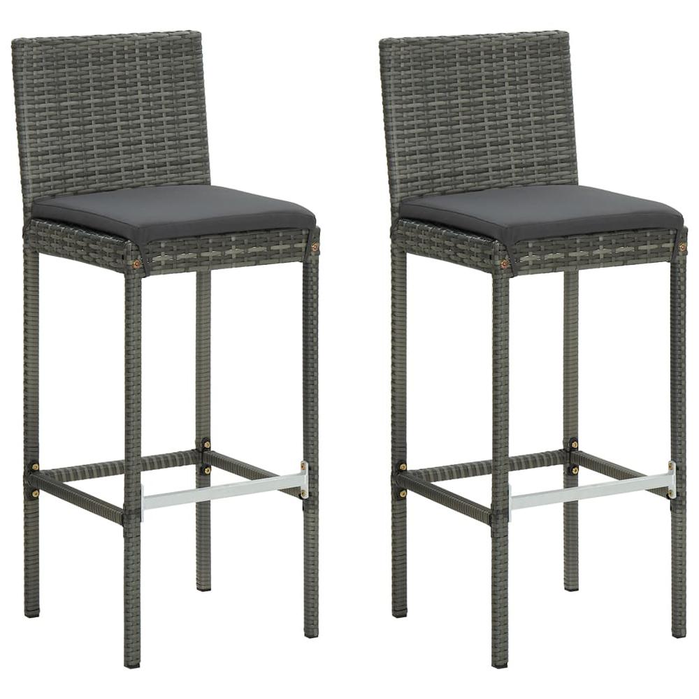 vidaXL 3 Piece Patio Bar Set with Cushions Gray, 3067943. Picture 8