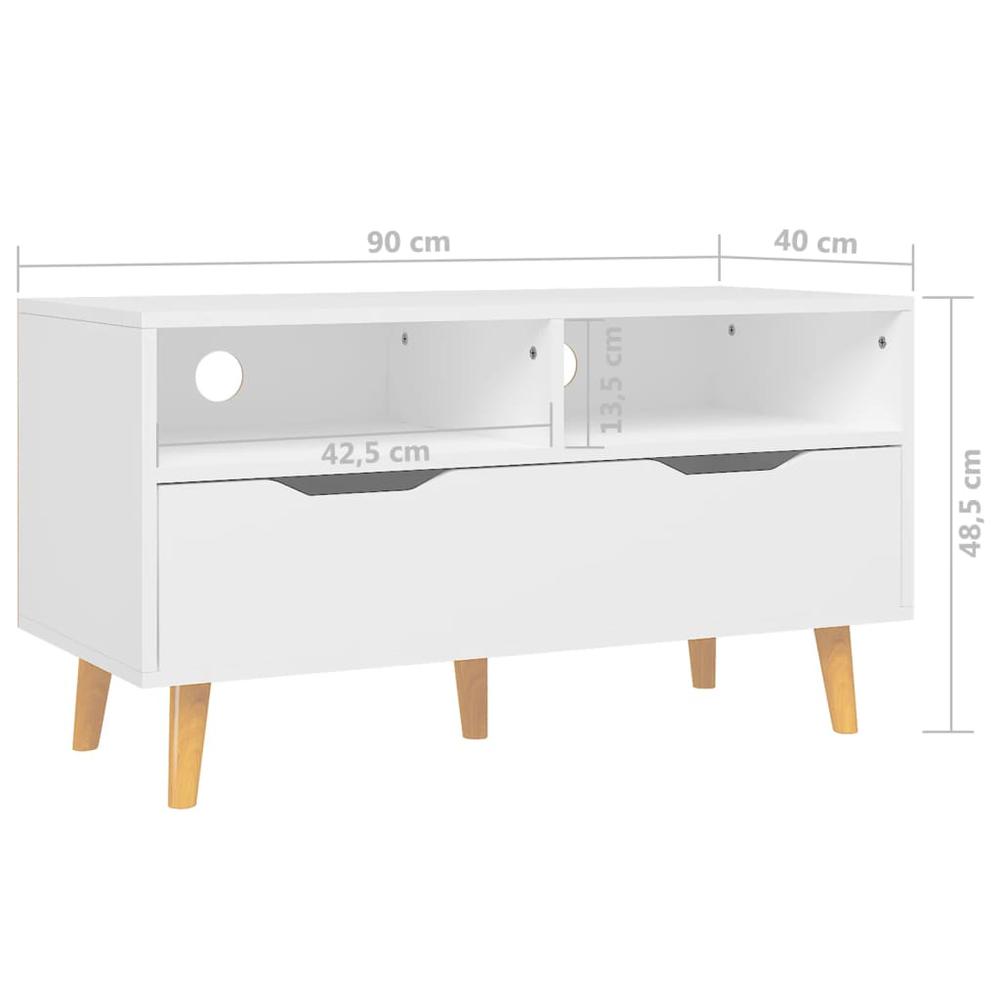 vidaXL TV Cabinet White 35.4"x15.7"x19.1" Engineered Wood. Picture 7