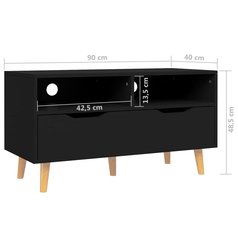 vidaXL TV Cabinet Black 35.4"x15.7"x19.1" Engineered Wood. Picture 7