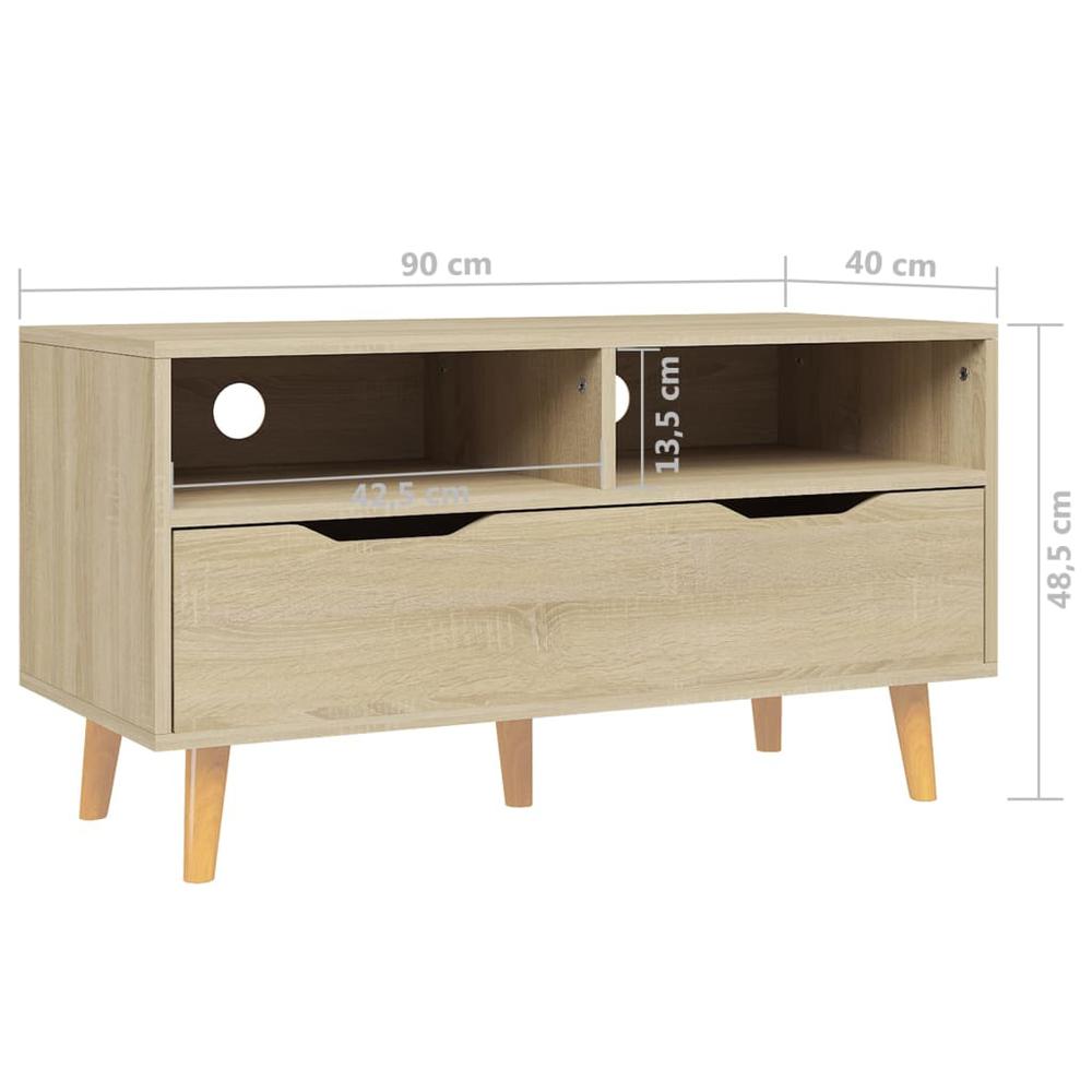 vidaXL TV Cabinet Sonoma Oak 35.4"x15.7"x19.1" Engineered Wood. Picture 7