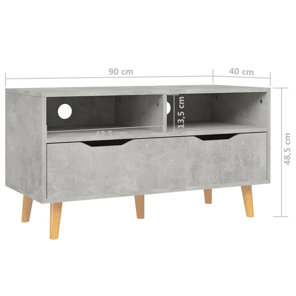 vidaXL TV Cabinet Concrete Gray 35.4"x15.7"x19.1" Engineered Wood. Picture 7