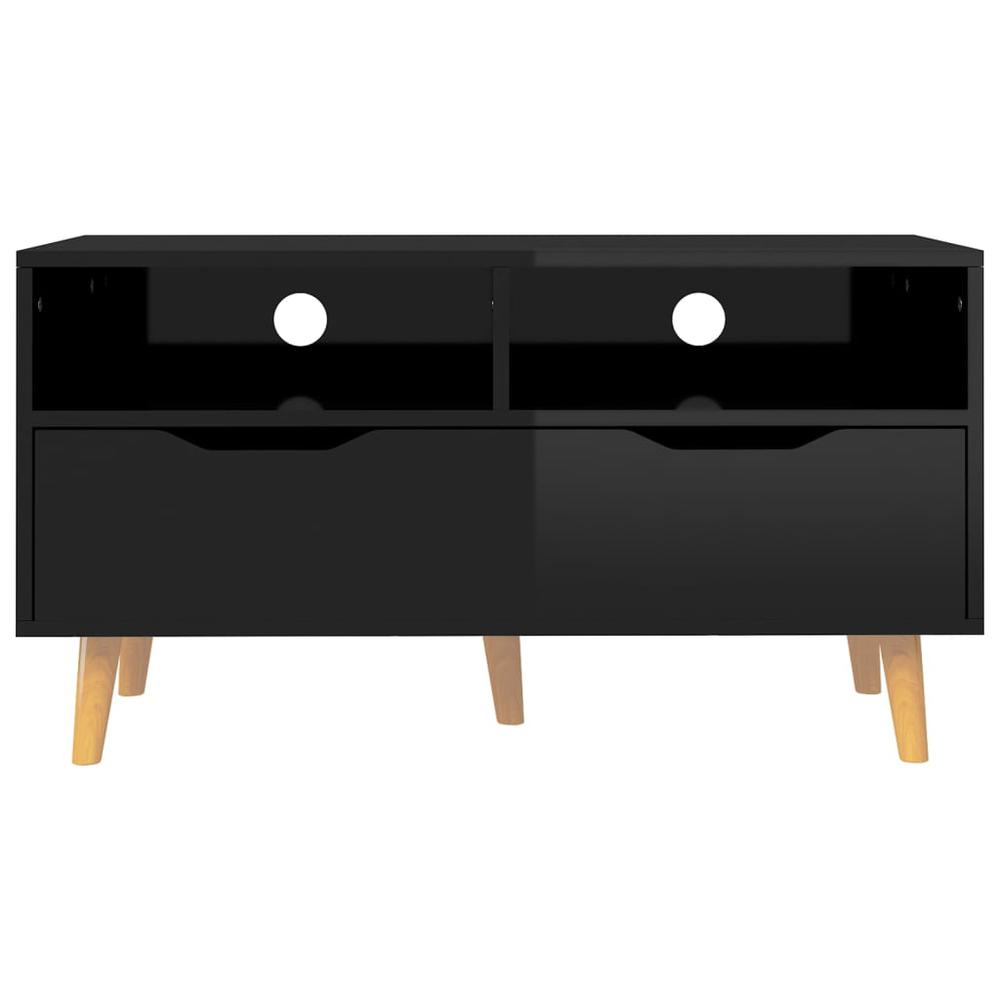 vidaXL TV Cabinet High Gloss Black 35.4"x15.7"x19.1" Engineered Wood. Picture 5