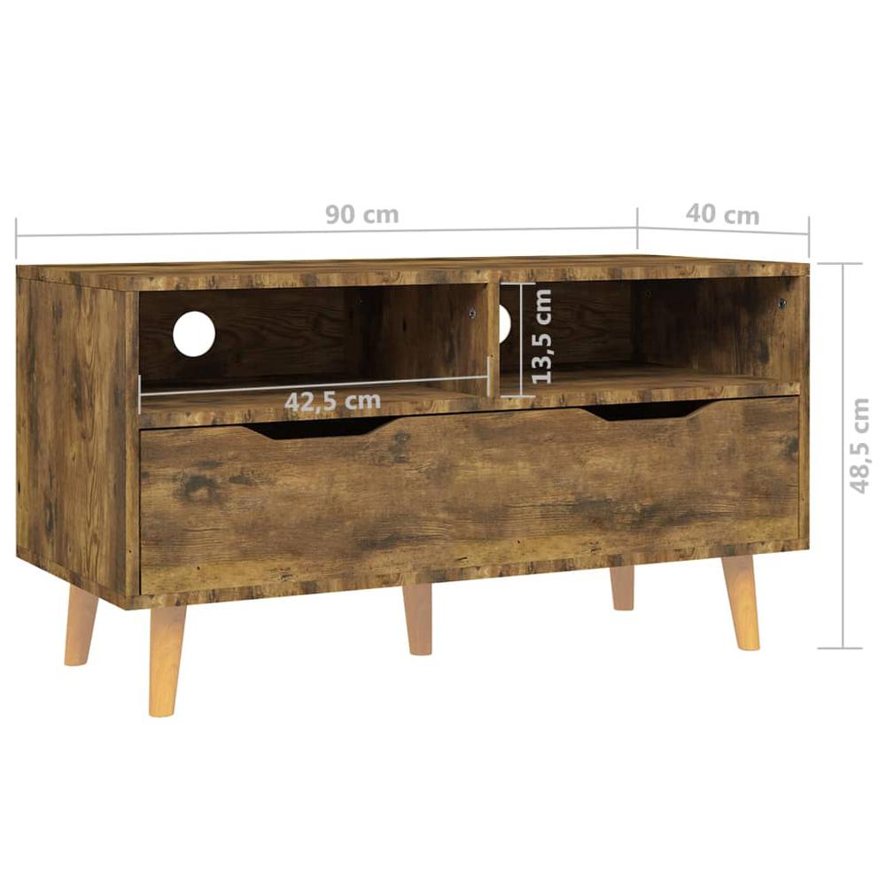 vidaXL TV Cabinet Smoked Oak 35.4"x15.7"x19.1" Engineered Wood. Picture 7