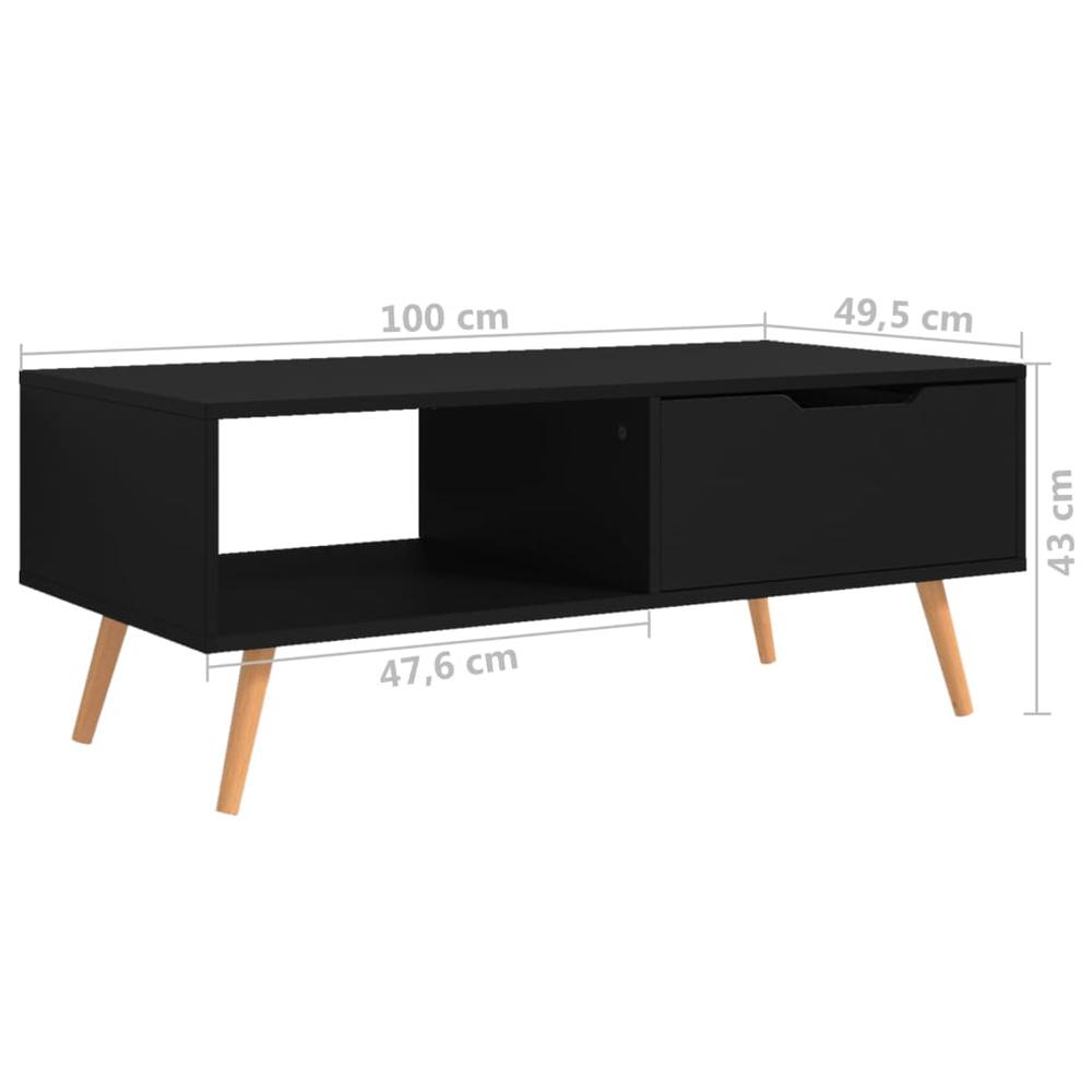vidaXL Coffee Table Black 39.4"x19.5"x16.9" Engineered Wood. Picture 6