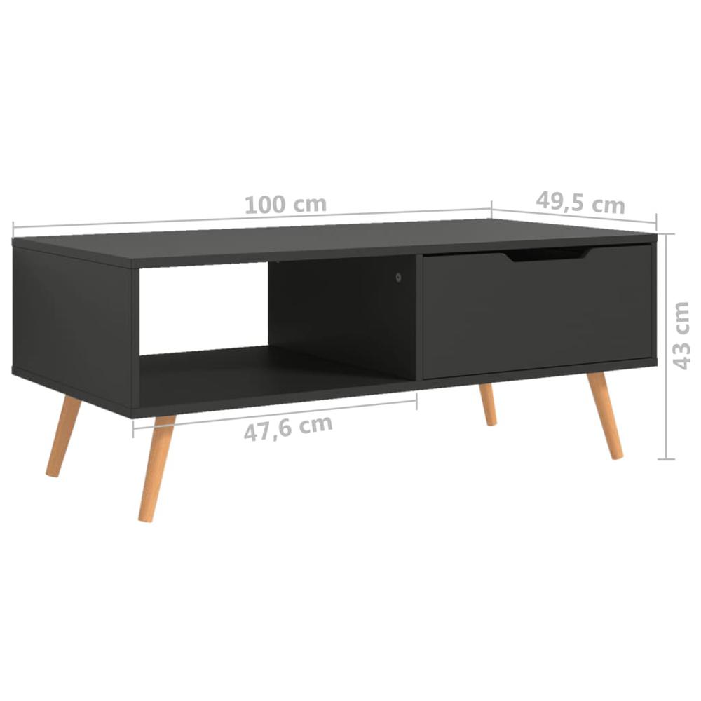 vidaXL Coffee Table Gray 39.4"x19.5"x16.9" Engineered Wood. Picture 7