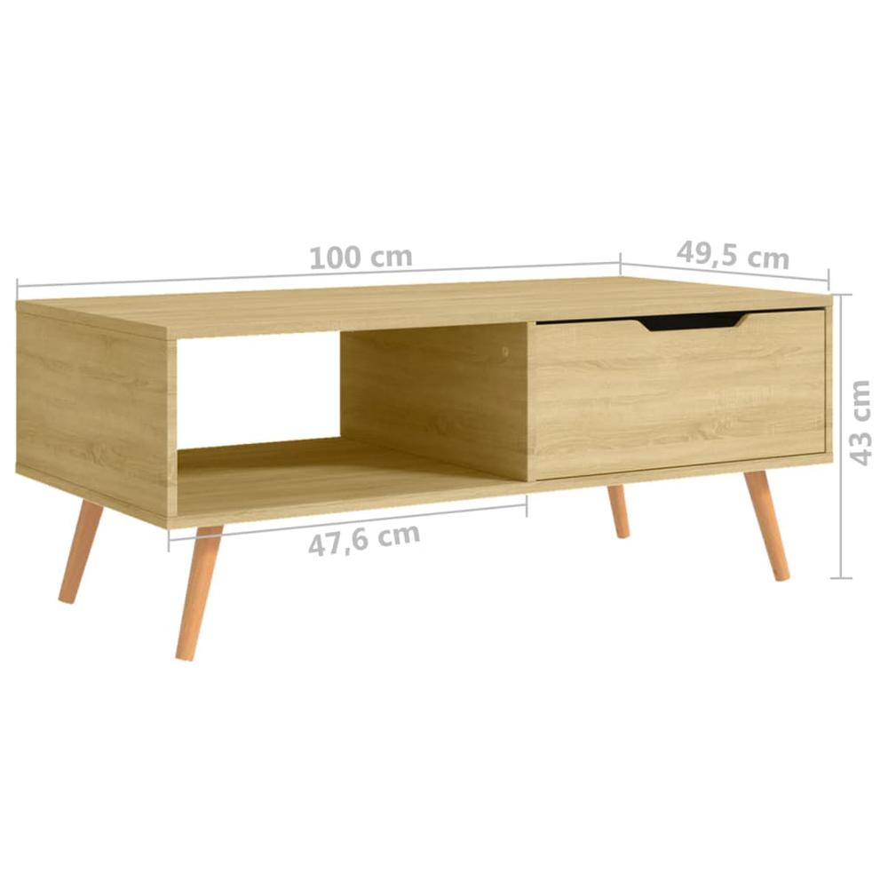 vidaXL Coffee Table Sonoma Oak 39.4"x19.5"x16.9" Engineered Wood. Picture 7