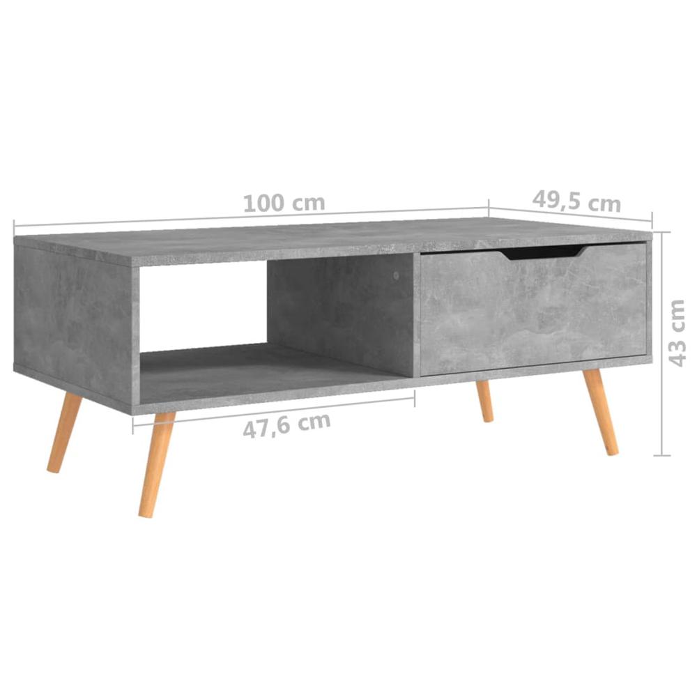 vidaXL Coffee Table Concrete Gray 39.4"x19.5"x16.9" Engineered Wood. Picture 7