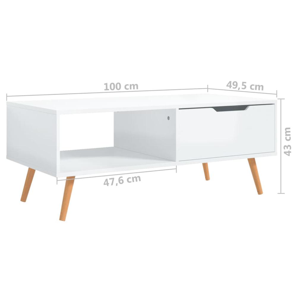 vidaXL Coffee Table High Gloss White 39.4"x19.5"x16.9" Engineered Wood. Picture 7