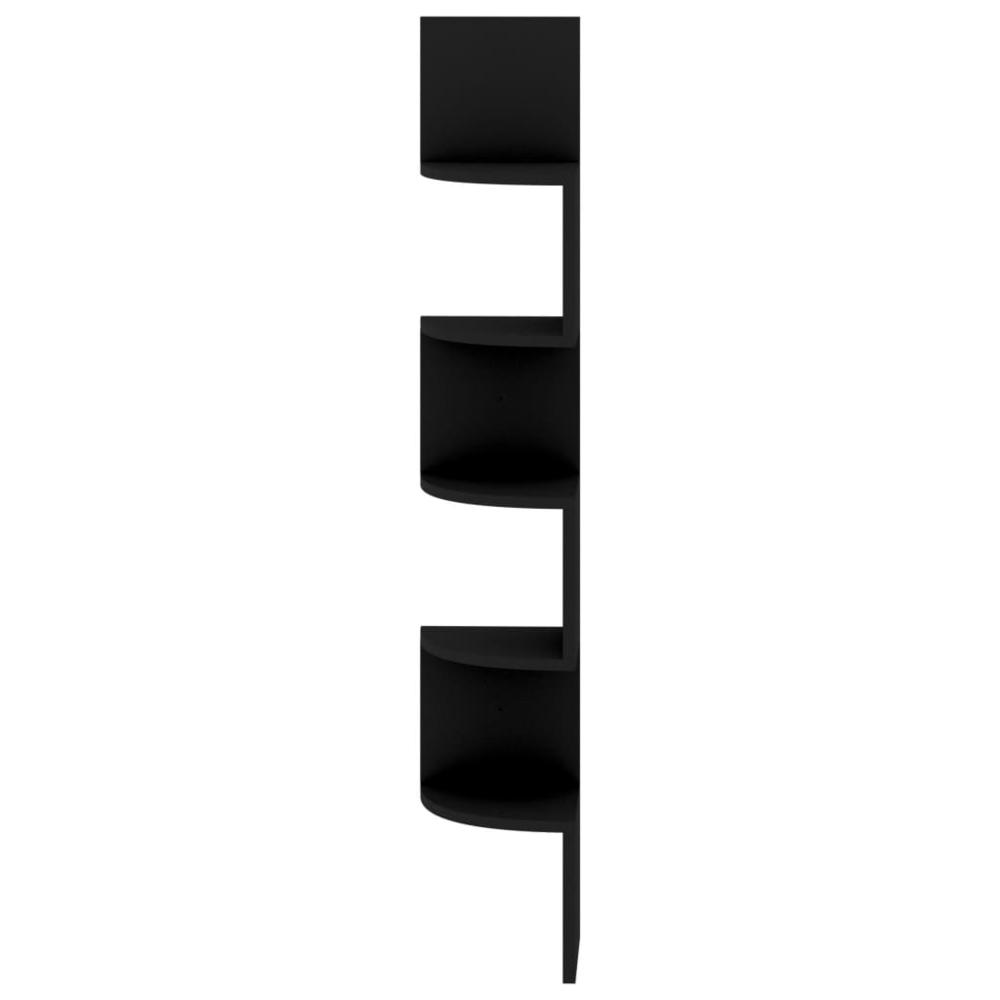 vidaXL Wall Corner Shelf Black 7.5"x7.5"x48.4" Engineered Wood. Picture 5