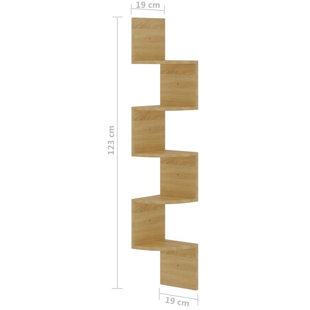 vidaXL Wall Corner Shelf Sonoma Oak 7.5"x7.5"x48.4" Engineered Wood. Picture 7