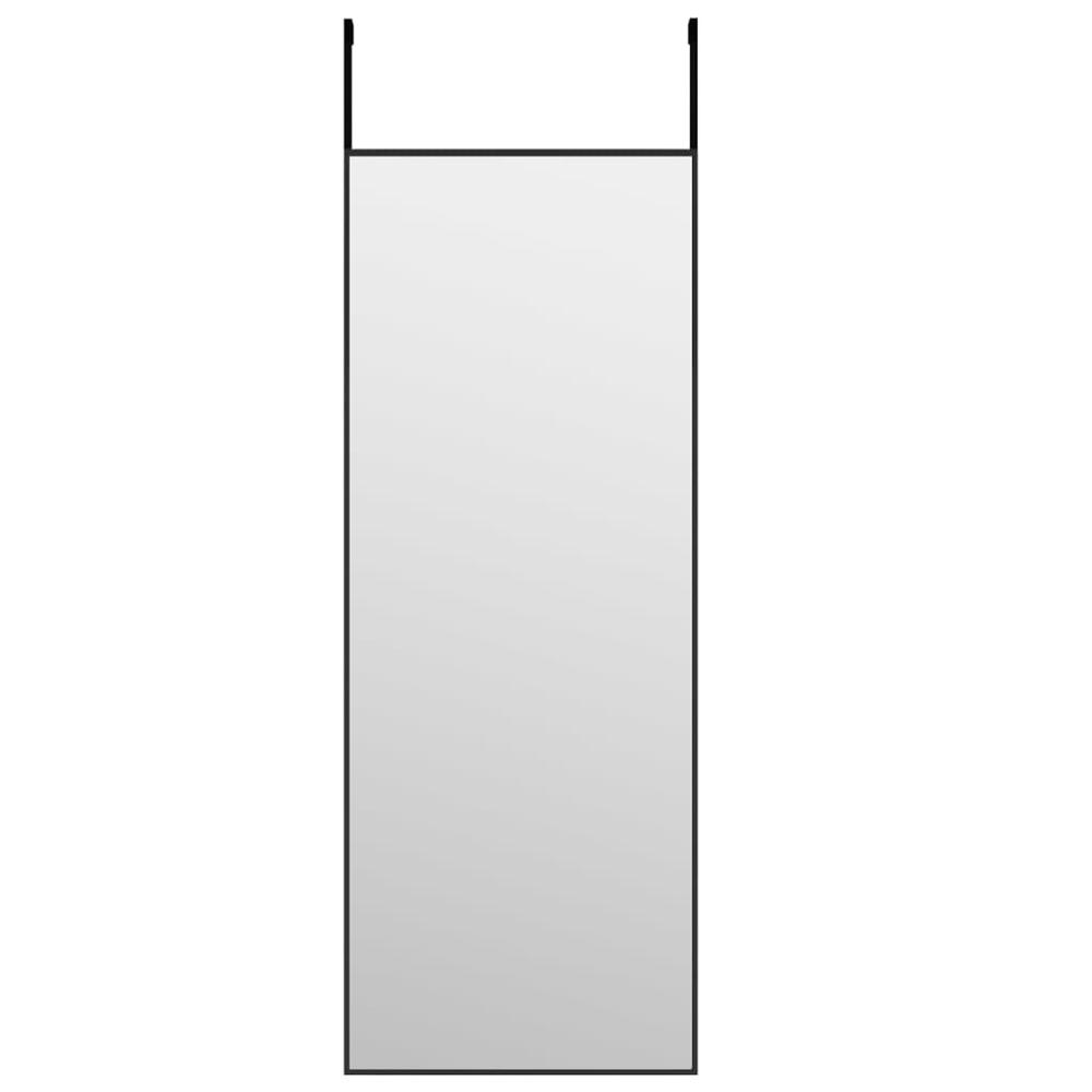 Door Mirror Black 11.8"x31.5" Glass and Aluminum. Picture 1