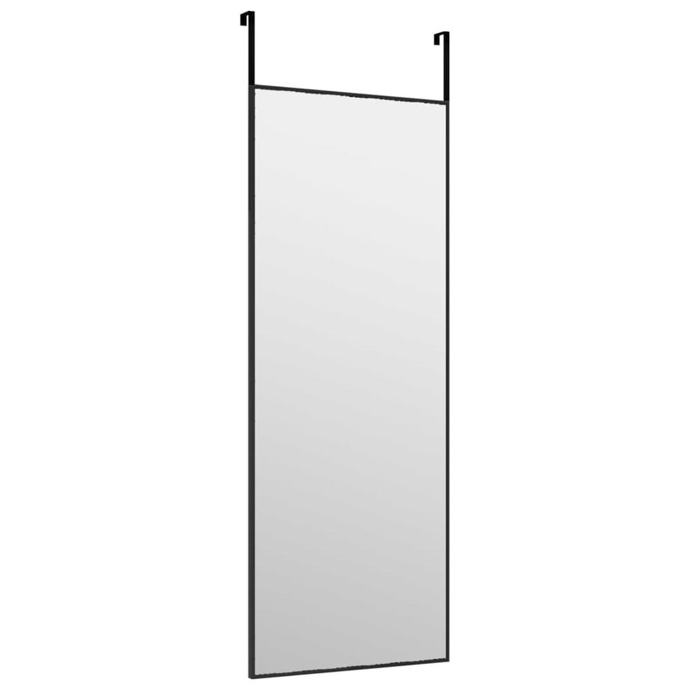 Door Mirror Black 11.8"x31.5" Glass and Aluminum. Picture 2