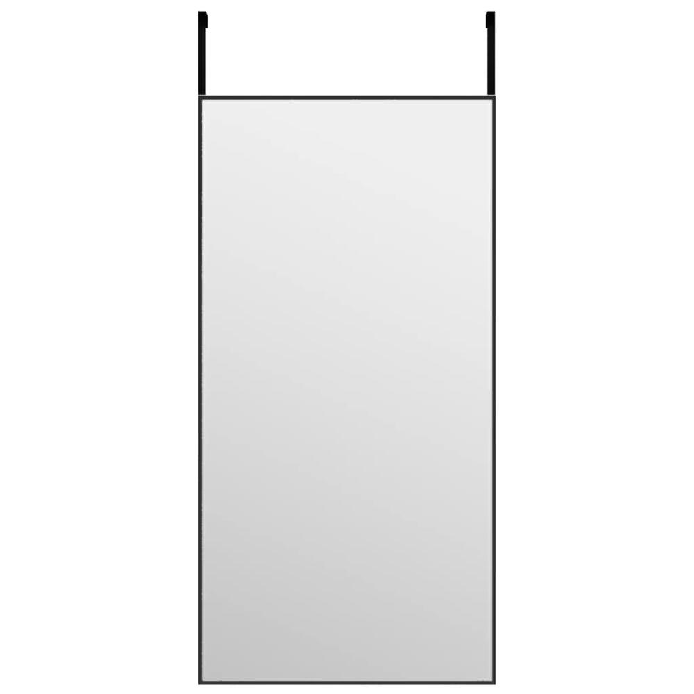 Door Mirror Black 15.7"x31.5" Glass and Aluminum. Picture 1