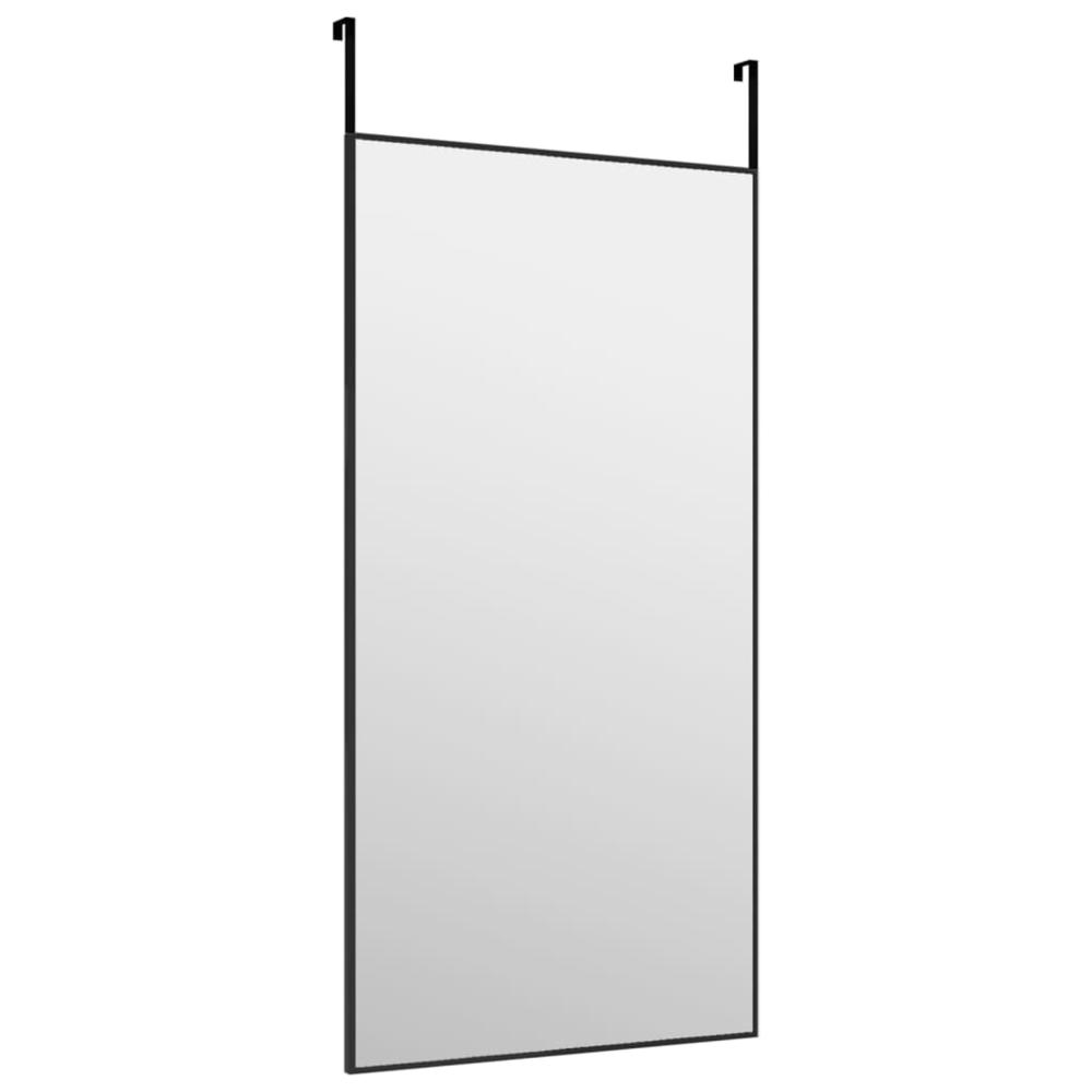 Door Mirror Black 15.7"x31.5" Glass and Aluminum. Picture 2