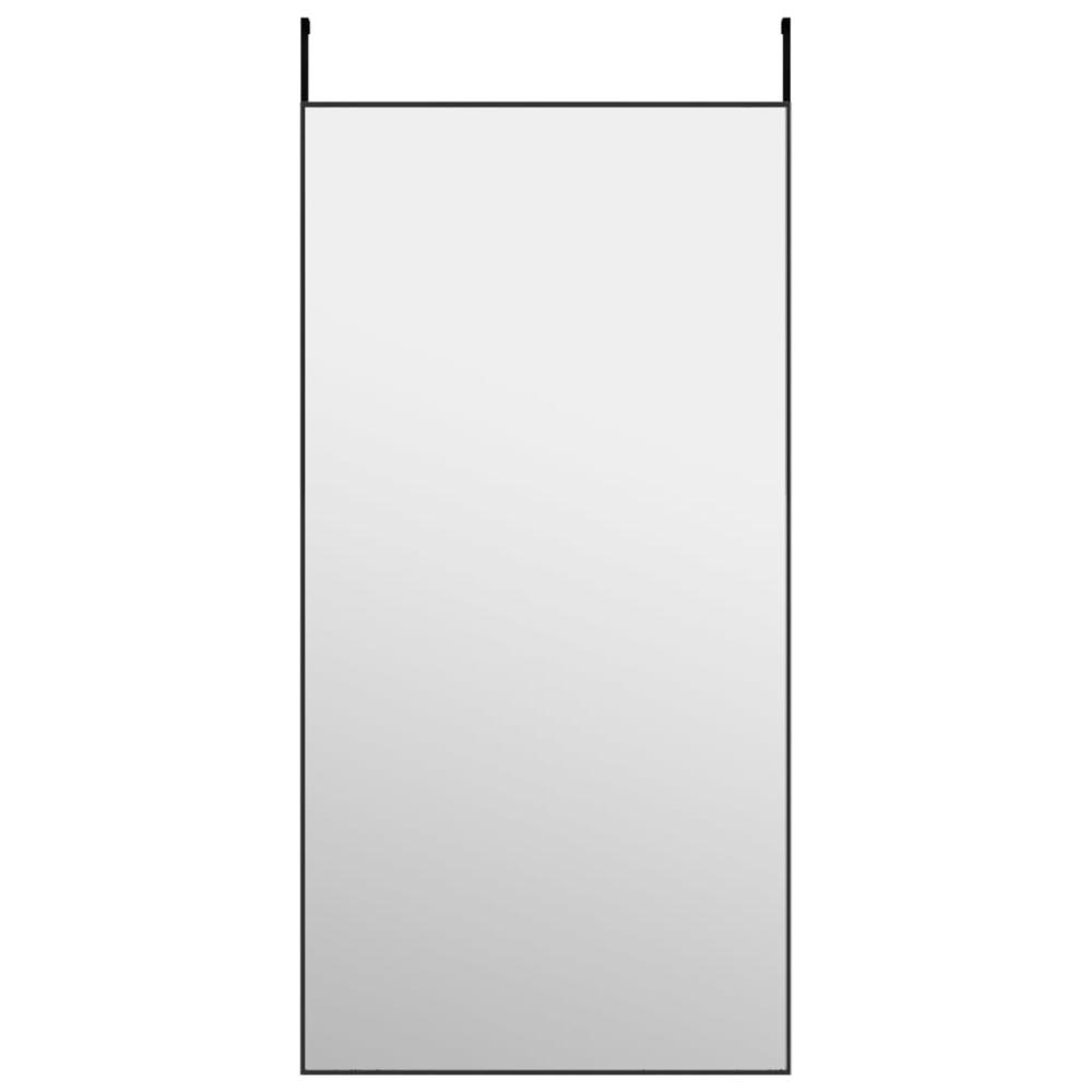 Door Mirror Black 19.7"x39.4" Glass and Aluminum. Picture 1